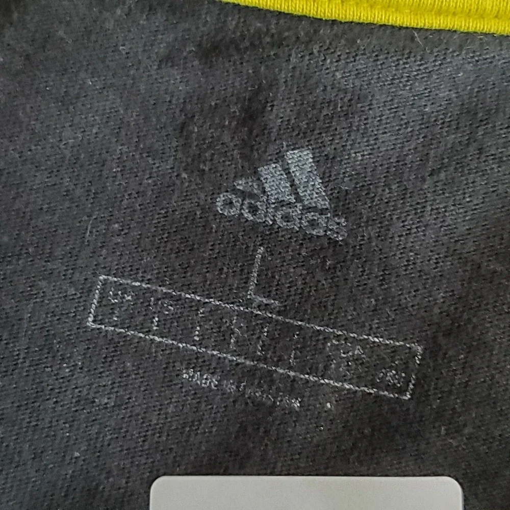 Adidas Men Shirt L Black Embroidered Graphic Activewear Short Sleeve